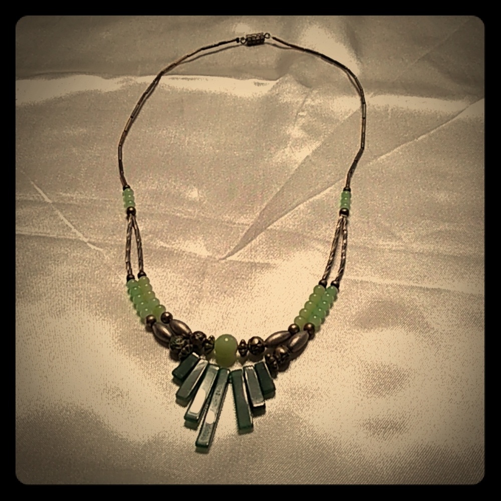 Jade & Metal Necklace made in Monterey, Calif.
